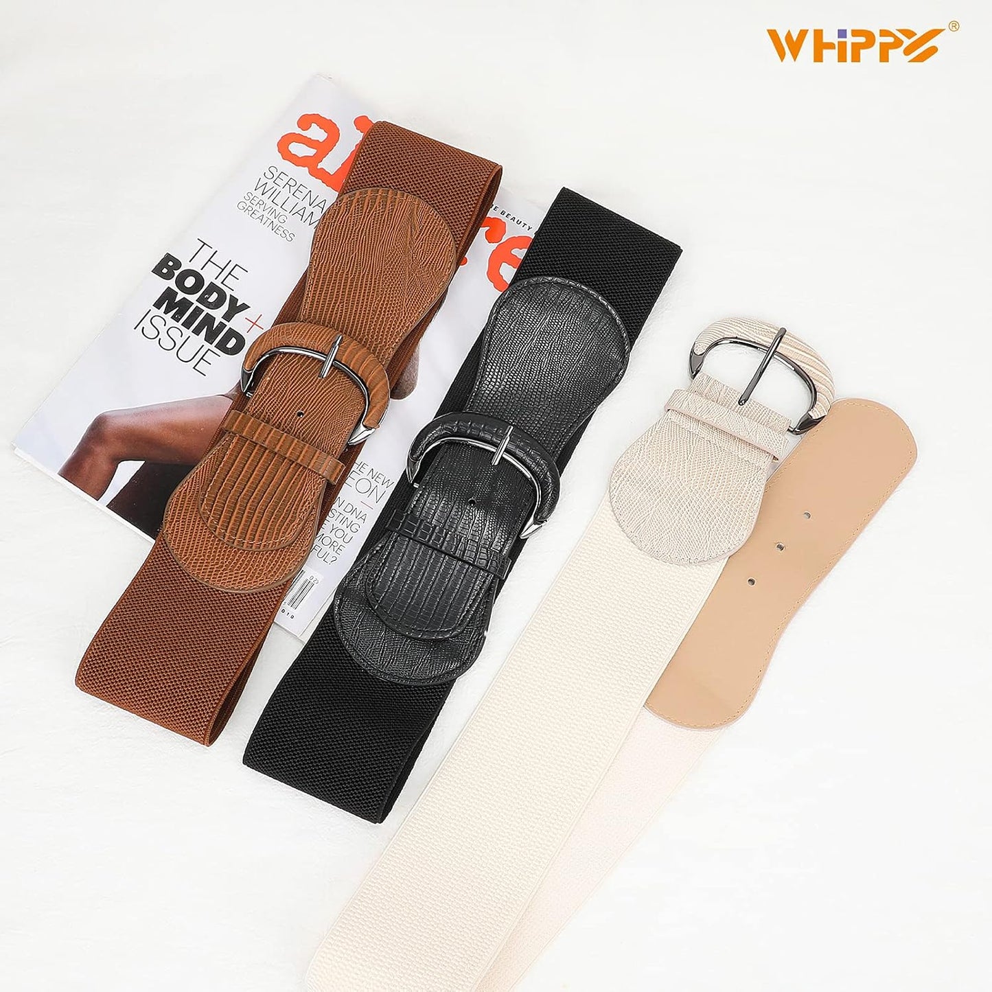 HOTWHIPPY 3 Pack 4 Pack Women Wide Elastic Waist Belt Vintage Stretchy Belt Waistband for Ladies Dresses