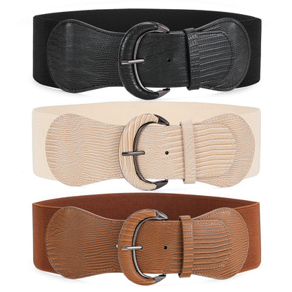 HOTWHIPPY 3 Pack 4 Pack Women Wide Elastic Waist Belt Vintage Stretchy Belt Waistband for Ladies Dresses