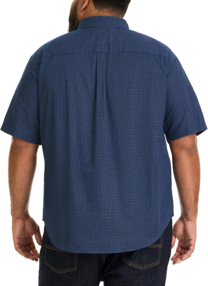 HOTVan Heusen Men's Big and Tall Wrinkle Free Short Sleeve Button Down Shirt, No-Tuck Length, Comfortable Stretch Fabric