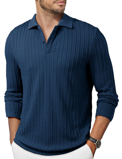HOTJMIERR Mens Casual Polo Shirt Summer Short Sleeve Vacation Button Beach Knit Stretchy Golf Shirts