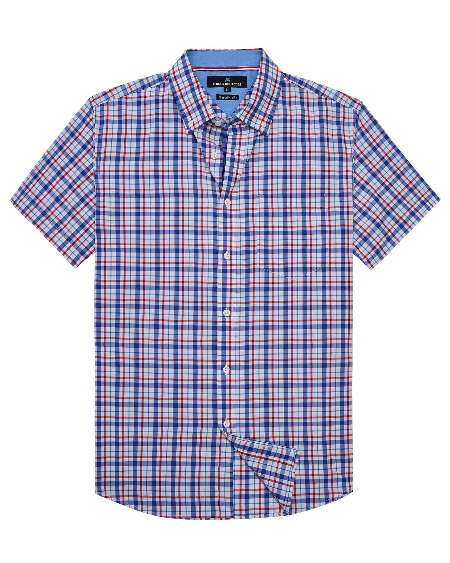 HOTAlimens & Gentle Plaid Mens Short Sleeve Button Down Shirts with Pocket | Lightweight,Button-Down Collar,Regular Fit,Excellent Colors,Breathable,Casual,Cotton Blend,Easy Care