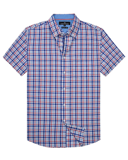 HOTAlimens & Gentle Plaid Mens Short Sleeve Button Down Shirts with Pocket | Lightweight,Button-Down Collar,Regular Fit,Excellent Colors,Breathable,Casual,Cotton Blend,Easy Care
