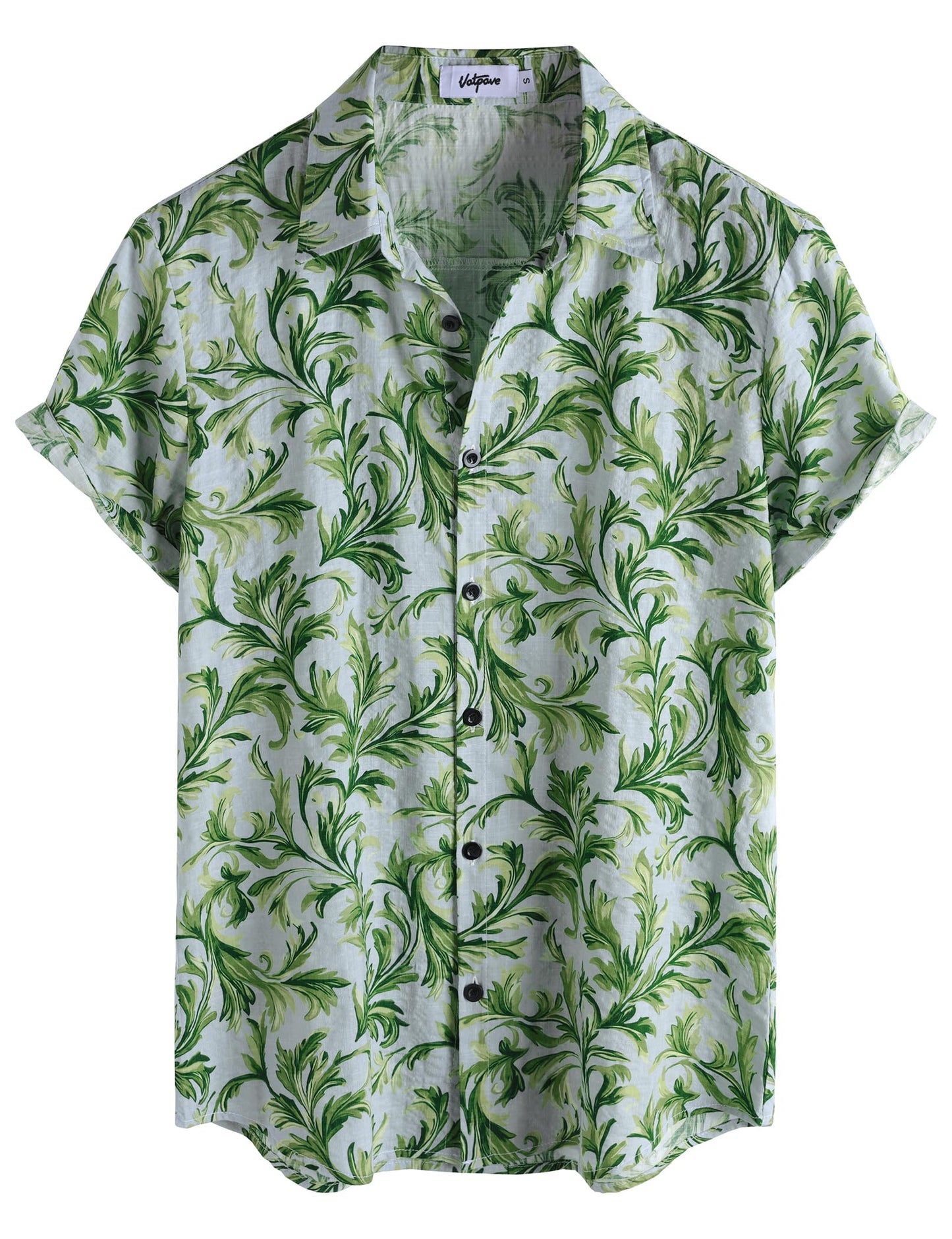 HOTVATPAVE Mens Casual Short Sleeve Button Down Shirts Regular Fit Hawaiian Summer Shirt