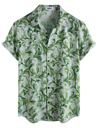 HOTVATPAVE Mens Casual Short Sleeve Button Down Shirts Regular Fit Hawaiian Summer Shirt