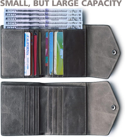 HOTSmall Wallet for Women Genuine Leather RFID Blocking Card Holder Organizer Pocket Compact Bifold Ladies Mini Purse
