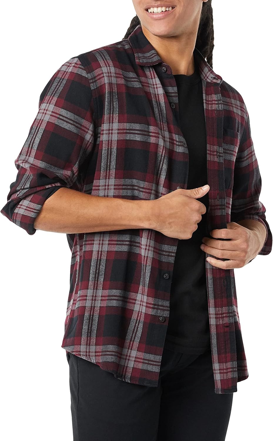 HOTAmazon Essentials Men's Regular Fit Long-Sleeve Flannel Shirt, Soft Brushed Cotton, Lightweight yet Warm