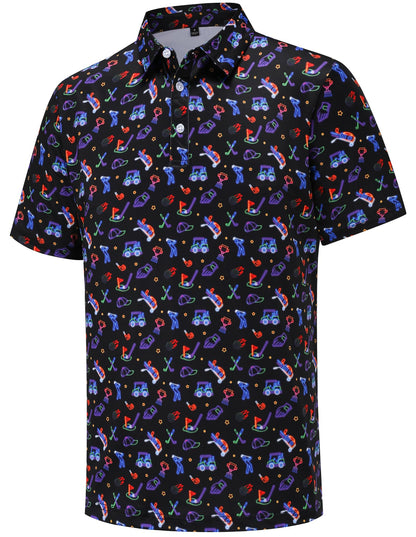 HOTMens Golf Polo Shirts Short Sleeve Moisture Wicking Dry Fit Performance Casual Funny Golf Polo Shirts for Men