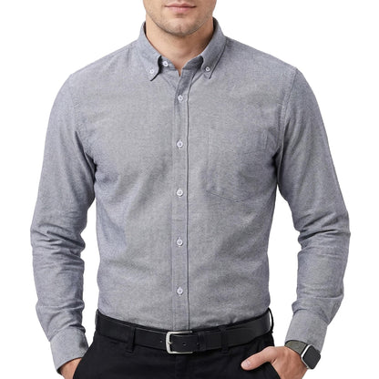 HOTCotton King Mens 100% Cotton Oxford Shirt Long Sleeve Dress Shirts for Men Button Down Work Casual Shirt with Pocket