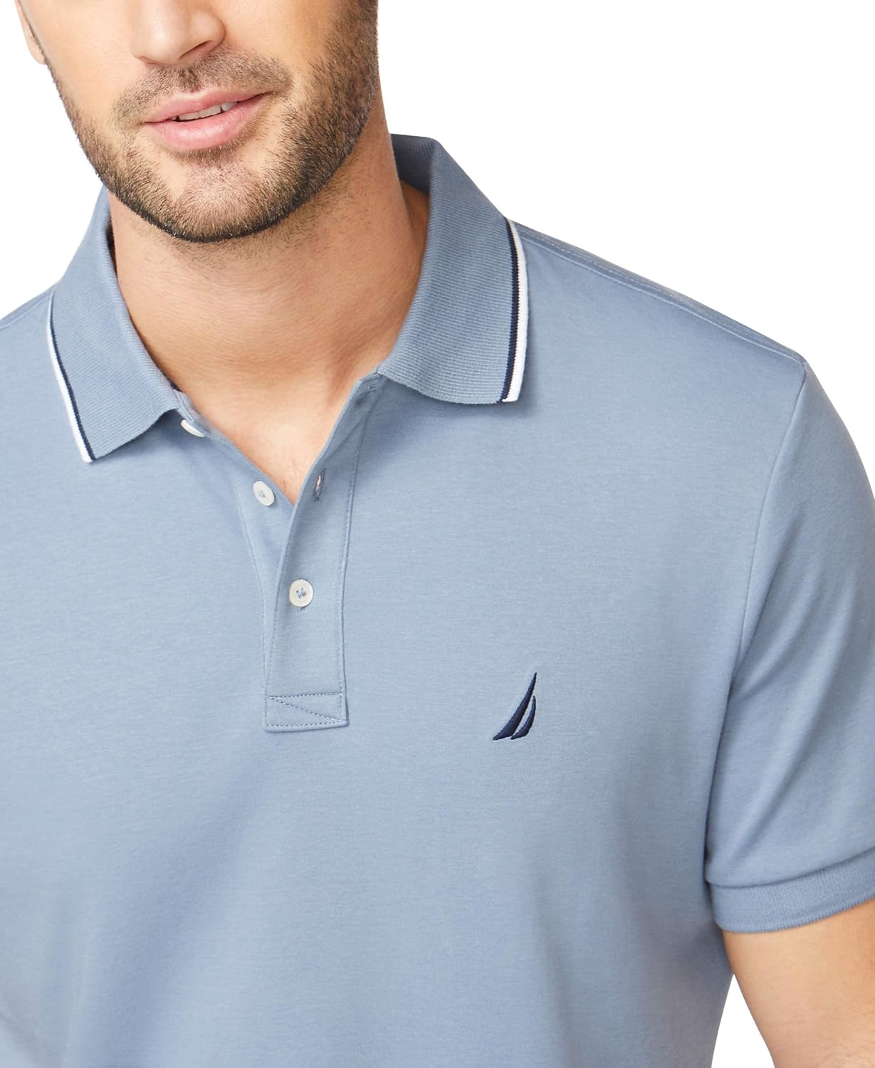 HOTNautica Men's Classic Fit Short Sleeve Dual Tipped Collar Polo Shirt