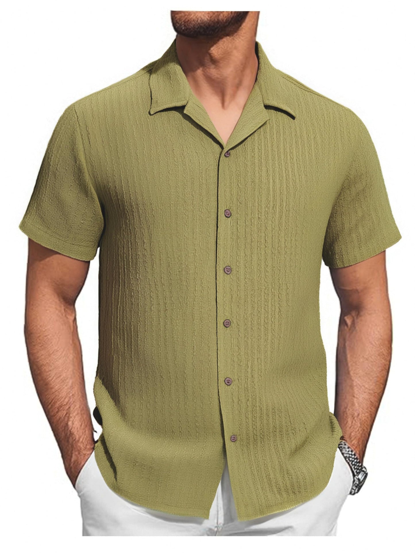 HOTDamipow Mens Casual Button Down Shirts Short Sleeve Fashion Vacation Beach Shirts