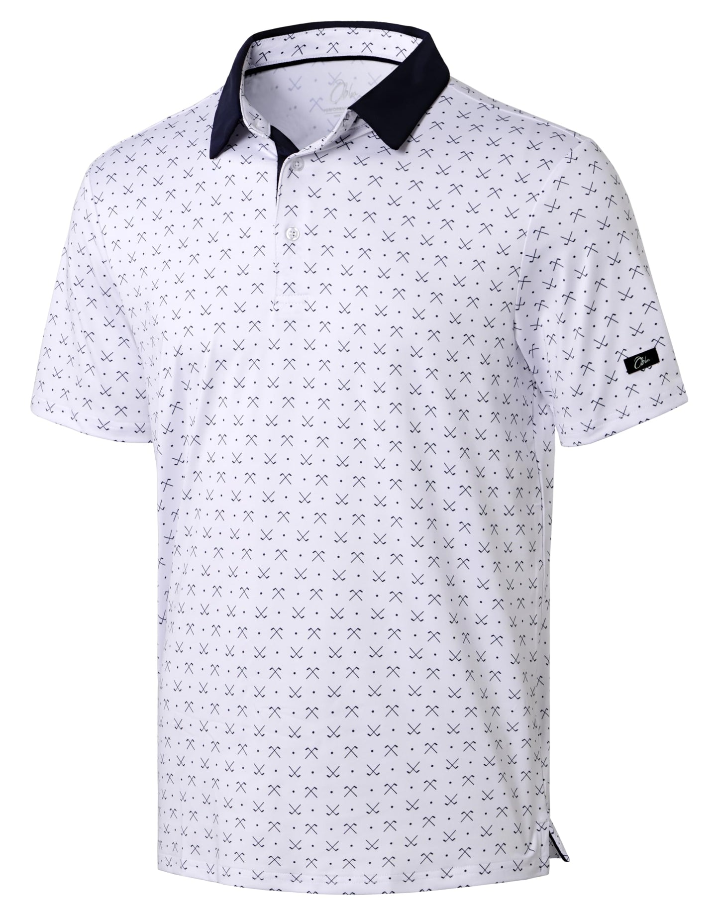HOTObla Mens Golf Polo Shirts Short Sleeve Dry Fit Performance Moisture Wicking Casual Print Collared Golf Shirts for Men