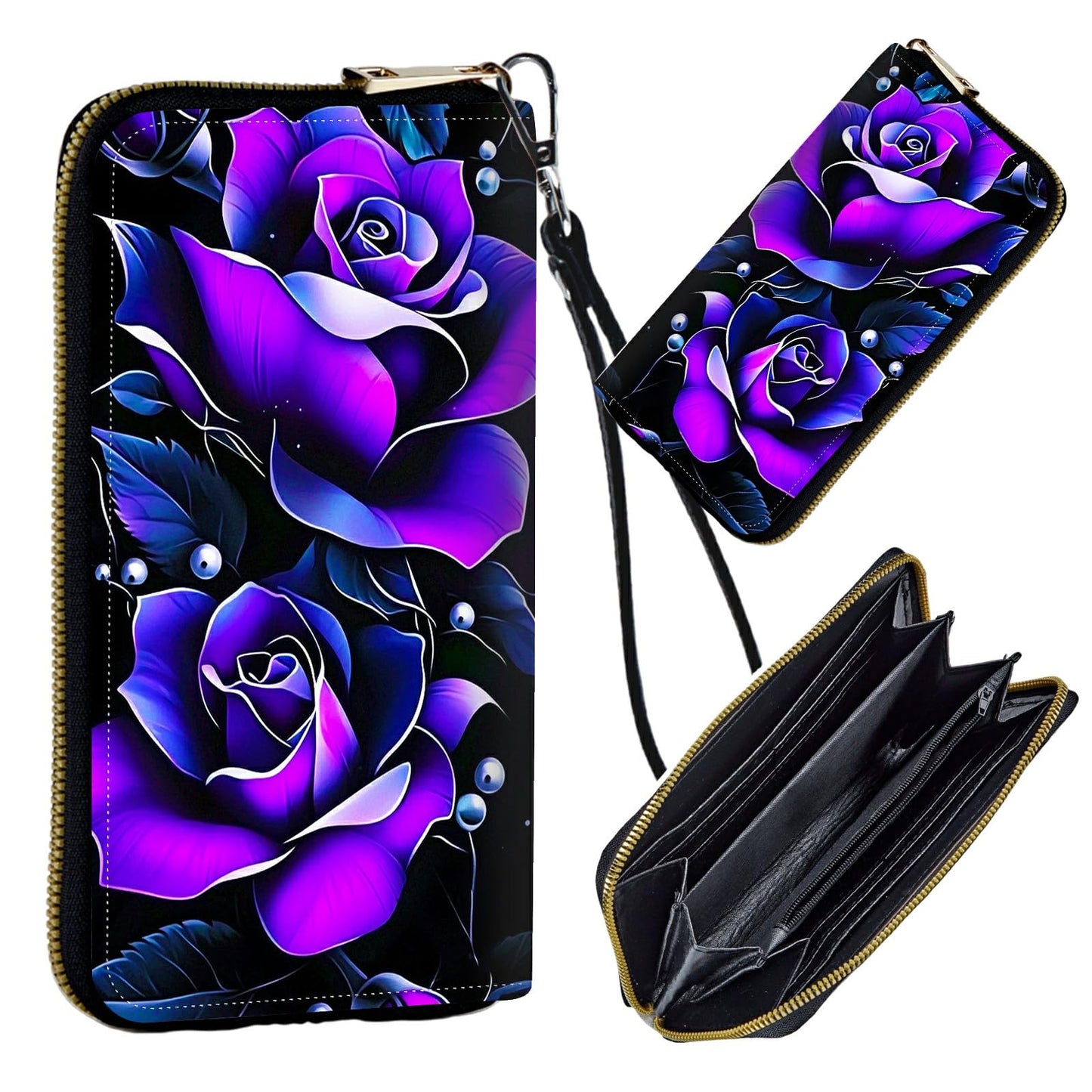 HOTWomen's Wristlet Wallets for Ladies, RFID Blocking Leather Zipper Handbag Clutch Purse Money Holder Organizer for Travel Shopping, Ocean Octopus