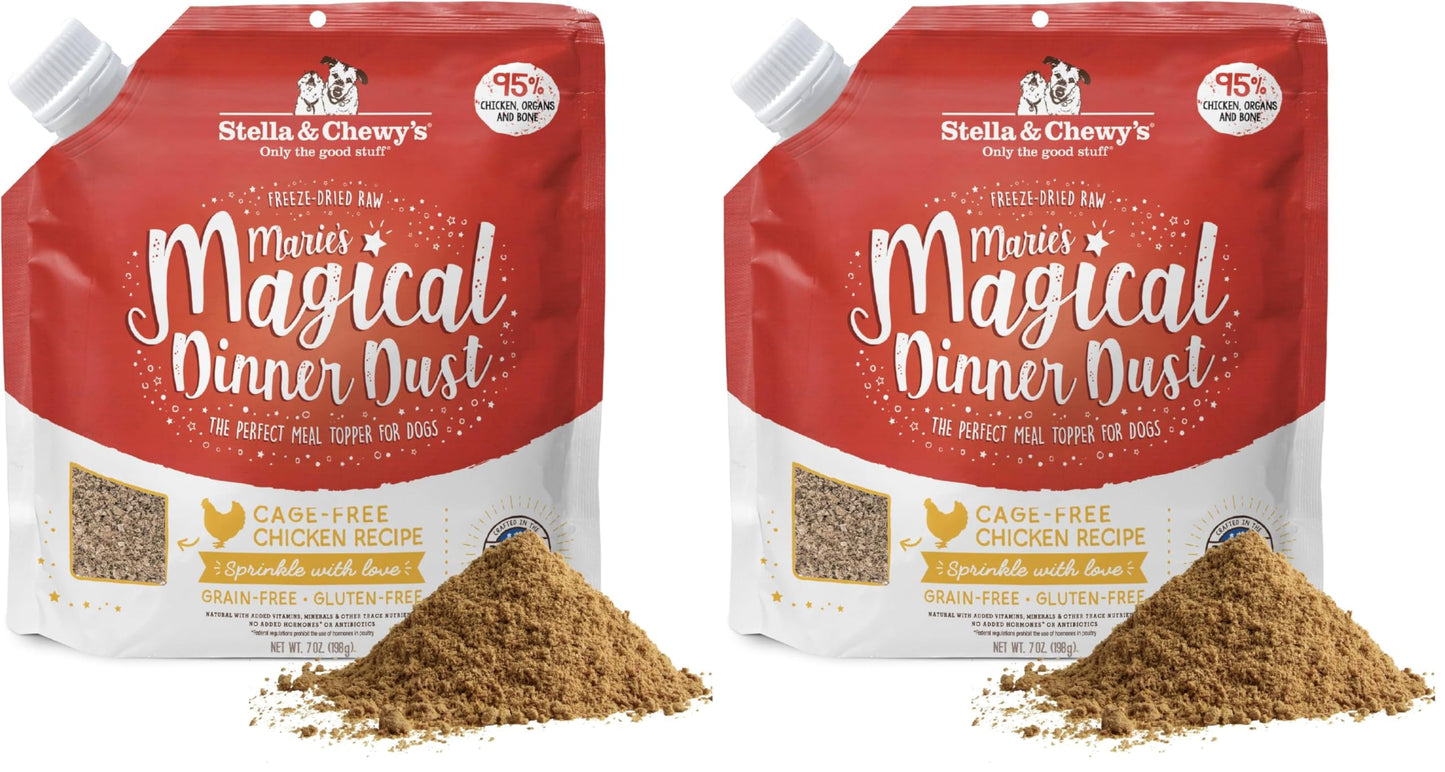 HOTStella & Chewy's Freeze-Dried Raw Marie’s Magical Dinner Dust - - Premium Beef Dog Food Topper with Organic Fruits & Vegetables - Perfect for Picky Eaters - 7oz