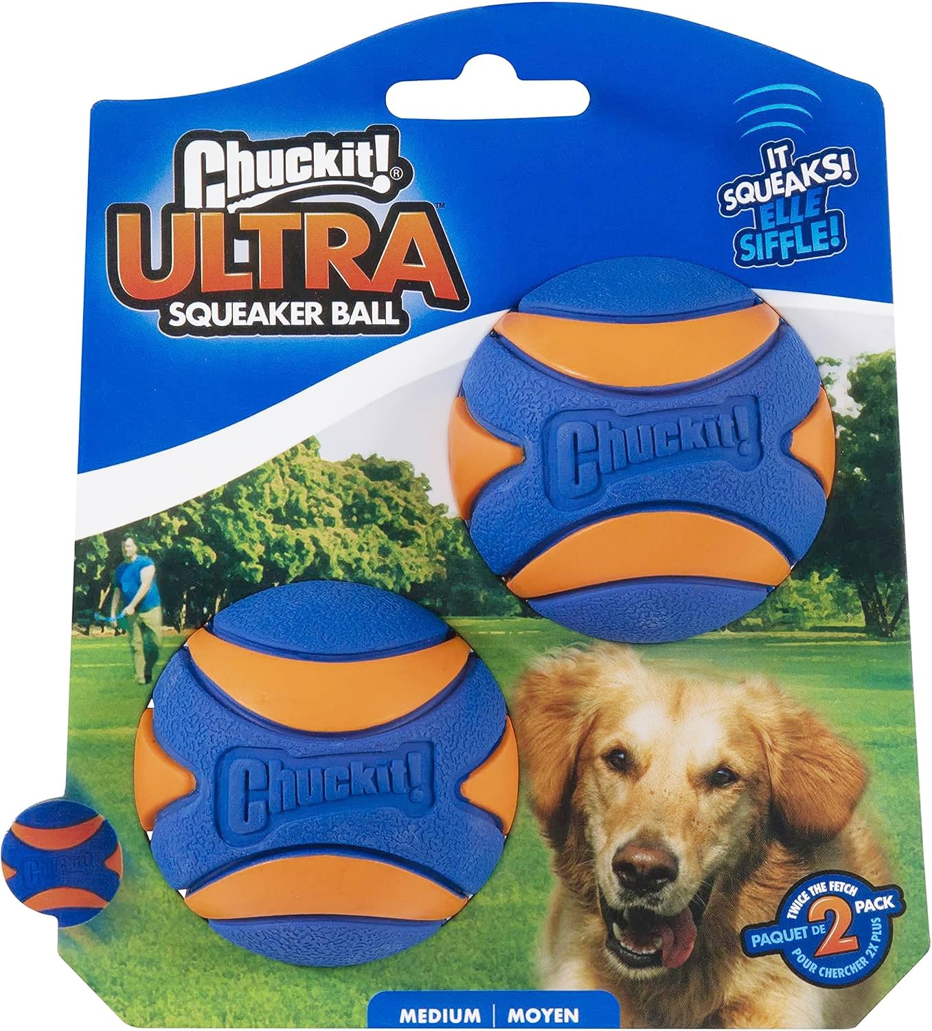 HOTChuckit! Ultra Ball Dog Toy - Medium Bouncy Fetch Balls For Dogs 20-60 lbs - Made from Durable Rubber - Floating Water Pet Toys - Size Medium - 2.5-inch Diameter - Pack of 4