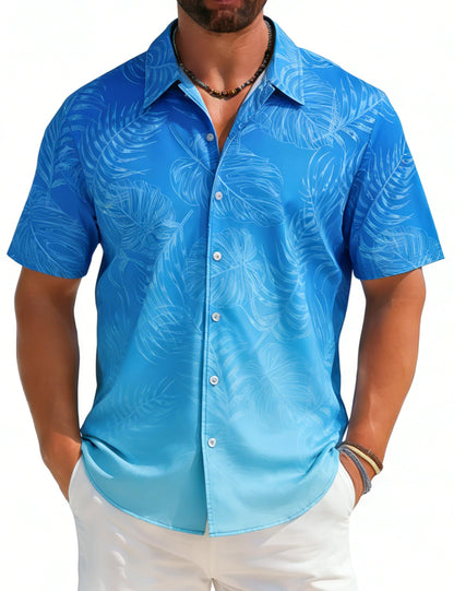 HOTELETOP Men's Hawaiian Shirt Summer Stretch Short Sleeve Tropical Beach Button Down Casual Shirt