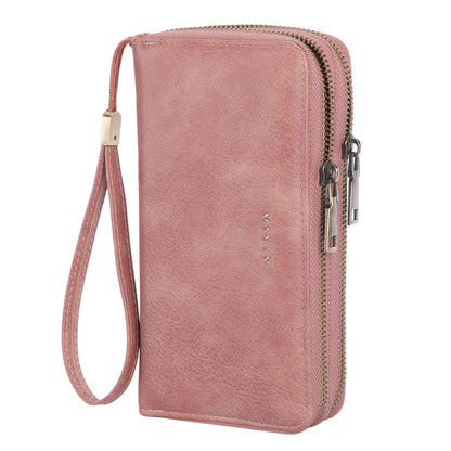 HOTGOIACII Wallets for Women RFID Blocking Double Zip Around Leather Wallet Wristlet Large Capacity Credit Card Holder Blue