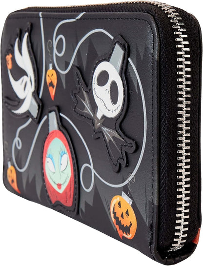 HOTLoungefly Nightmare Before Christmas Tree String Lights Glow Zip Around Wallet