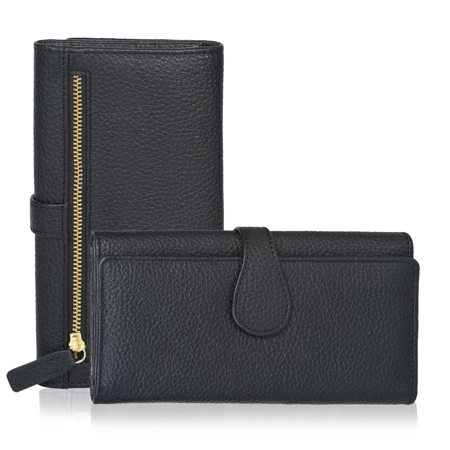 HOTReal Leather Women Wallet Leather with RFID Blocking -Trifold Card Holder Designer Ladies Clutch with ID Window Wallets