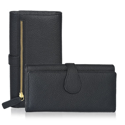 HOTReal Leather Women Wallet Leather with RFID Blocking -Trifold Card Holder Designer Ladies Clutch with ID Window Wallets