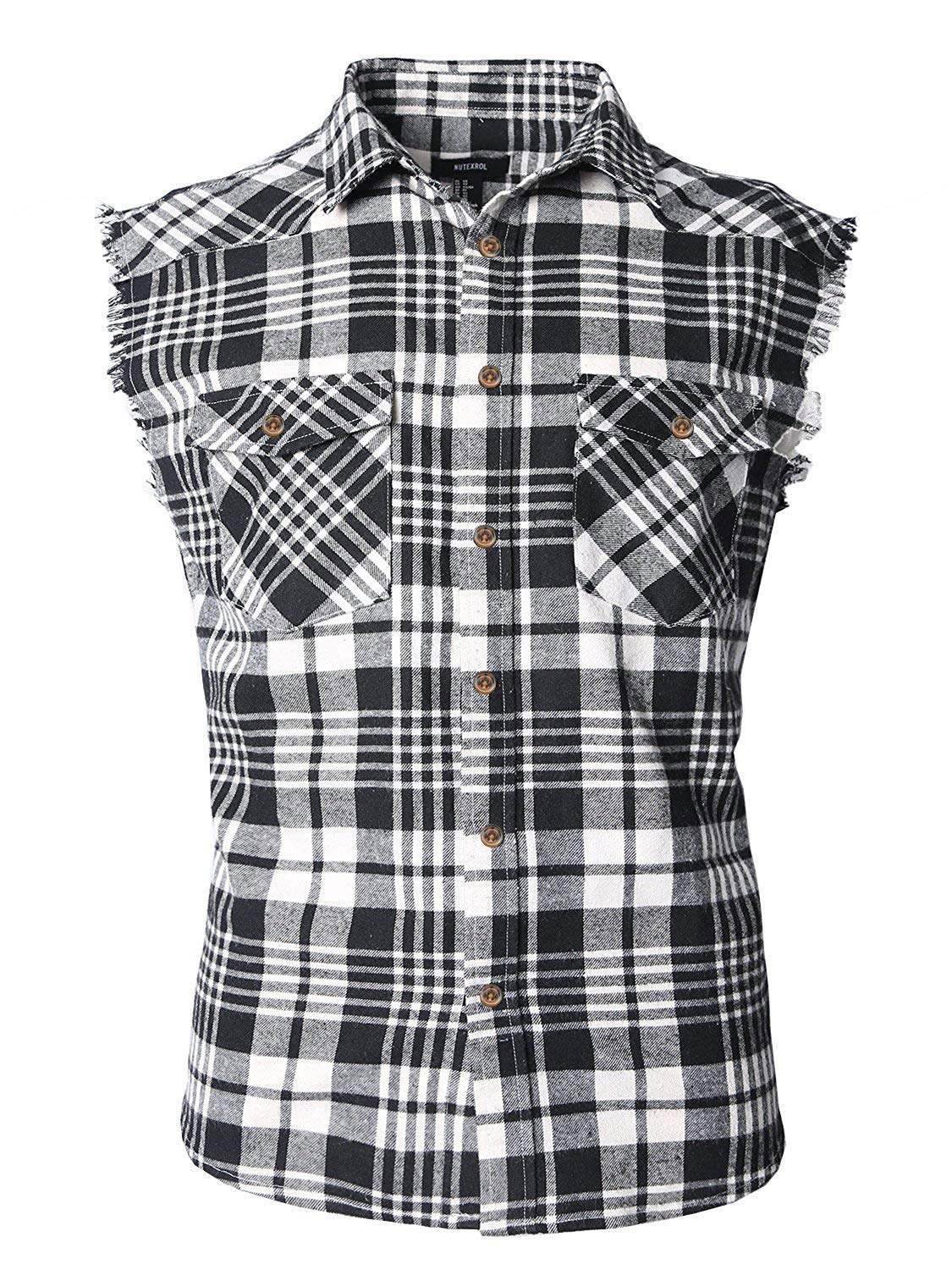 HOTMen's Casual Flannel Plaid Shirt Sleeveless Plus Size Vest