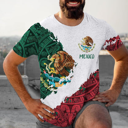 HOTFAYBA Aztec Mexican Shirts Short Sleeves Summer Mexico Shirt Mexico Jersey Unisex 3D Shirts