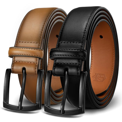 HOTZitahli Mens Belt 2 Pack - Men Leather Belt Design for Work Business and Casual Golf Jeans-Everyday Wear,Gifts for Men