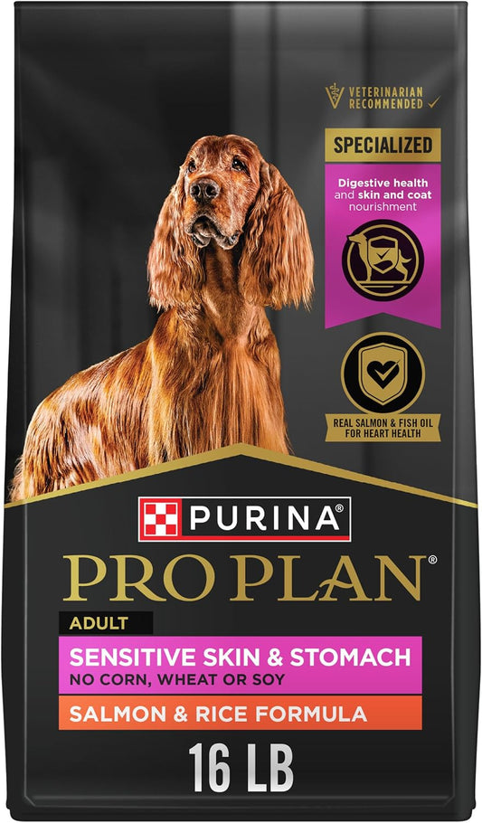 HOTPurina Pro Plan Sensitive Skin and Stomach Dog Food Dry, Adult Salmon & Rice Formula, Digestive Health - 16 lb. Bag