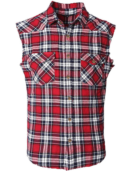 HOTMen's Casual Flannel Plaid Shirt Sleeveless Plus Size Vest