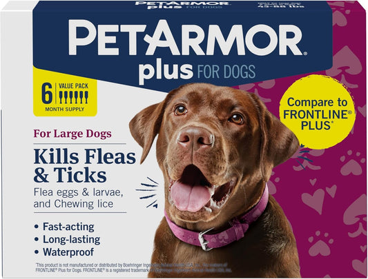 HOTPetArmor Plus Flea & Tick Topical Dogs 45-88 lbs, 6-Month | Ideal for Large Dogs 45-88 lbs; Kills Fleas, Eggs, Larvae, Ticks & Lice; 6-month supply; Waterproof Nose-to-Tail