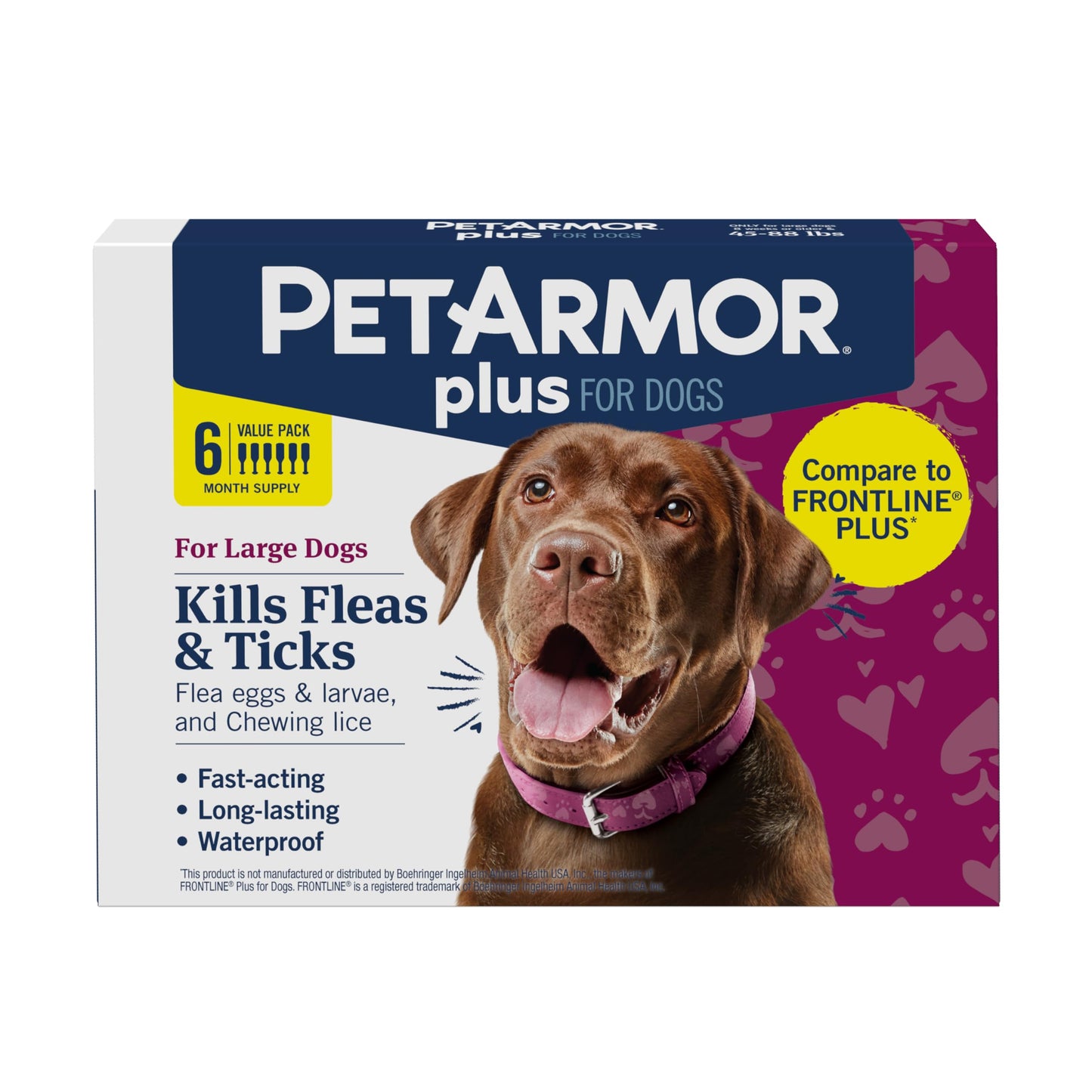 HOTPetArmor Plus Flea & Tick Topical Dogs 45-88 lbs, 6-Month | Ideal for Large Dogs 45-88 lbs; Kills Fleas, Eggs, Larvae, Ticks & Lice; 6-month supply; Waterproof Nose-to-Tail