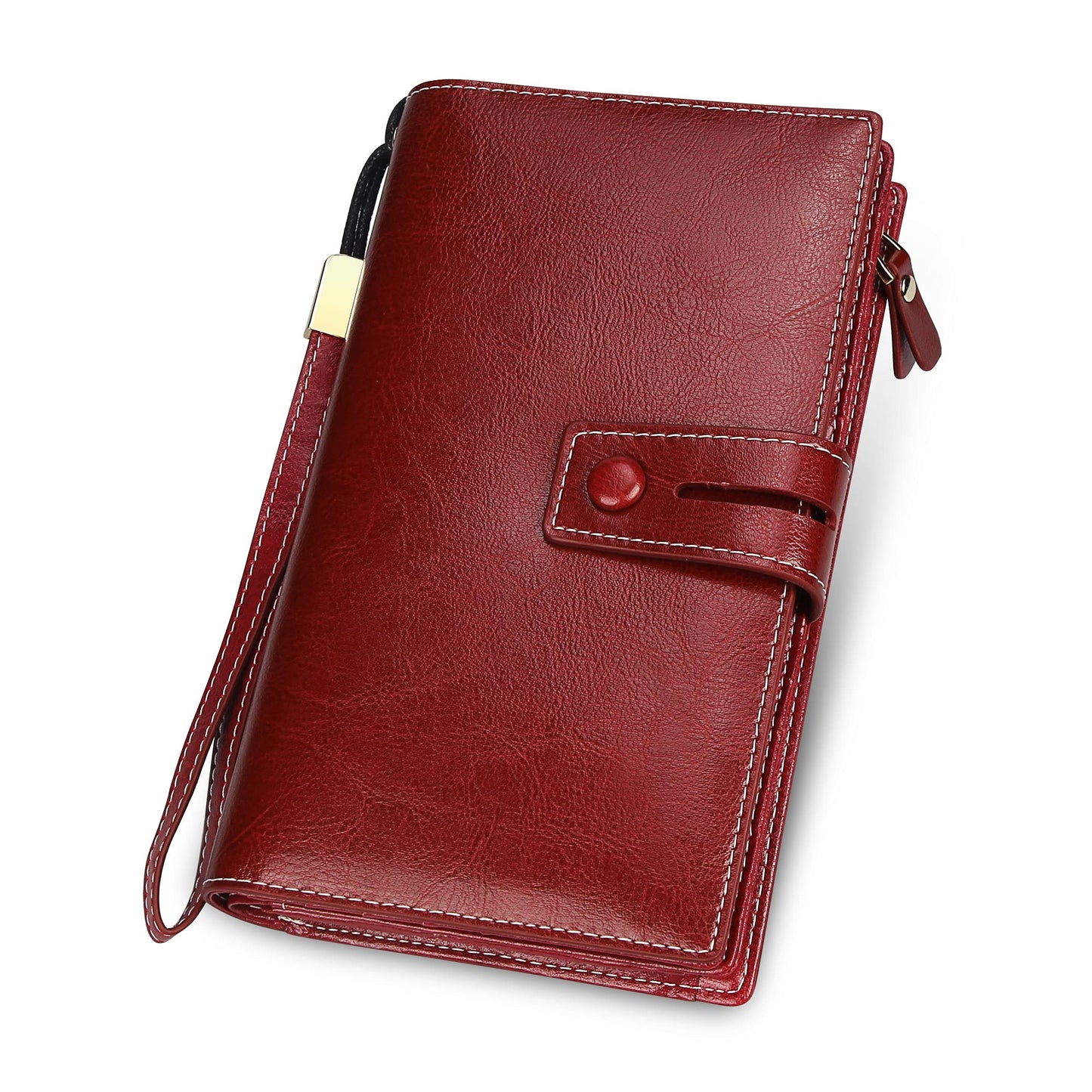 HOTFT FUNTOR Women's Big Fat RFID Blocking Wallet Leather Zip Around Clutch Large Phone Organizer Wristlet