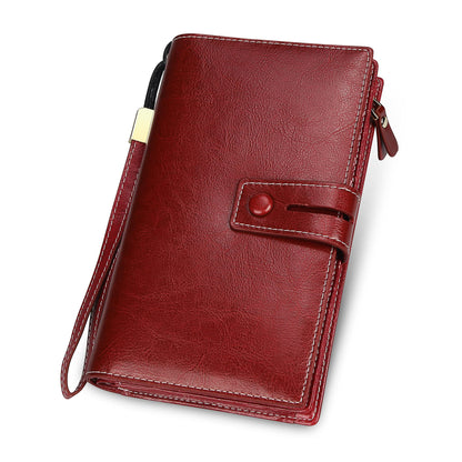 HOTFT FUNTOR Women's Big Fat RFID Blocking Wallet Leather Zip Around Clutch Large Phone Organizer Wristlet