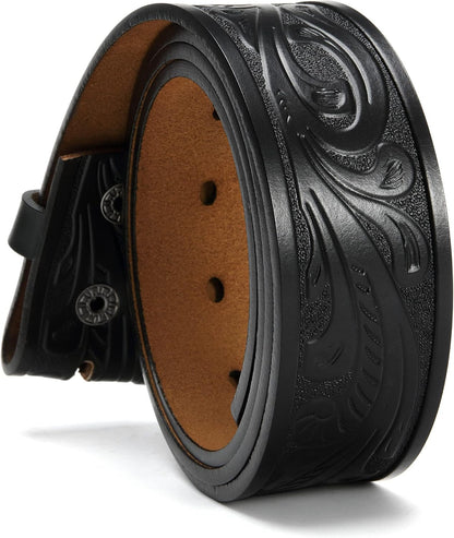 HOTSsumday Western Leather Belt Strap for Men Women Cowboy Cowgirl Leather Mens Belts for Jeans Birthday Christmas Belt Gifts