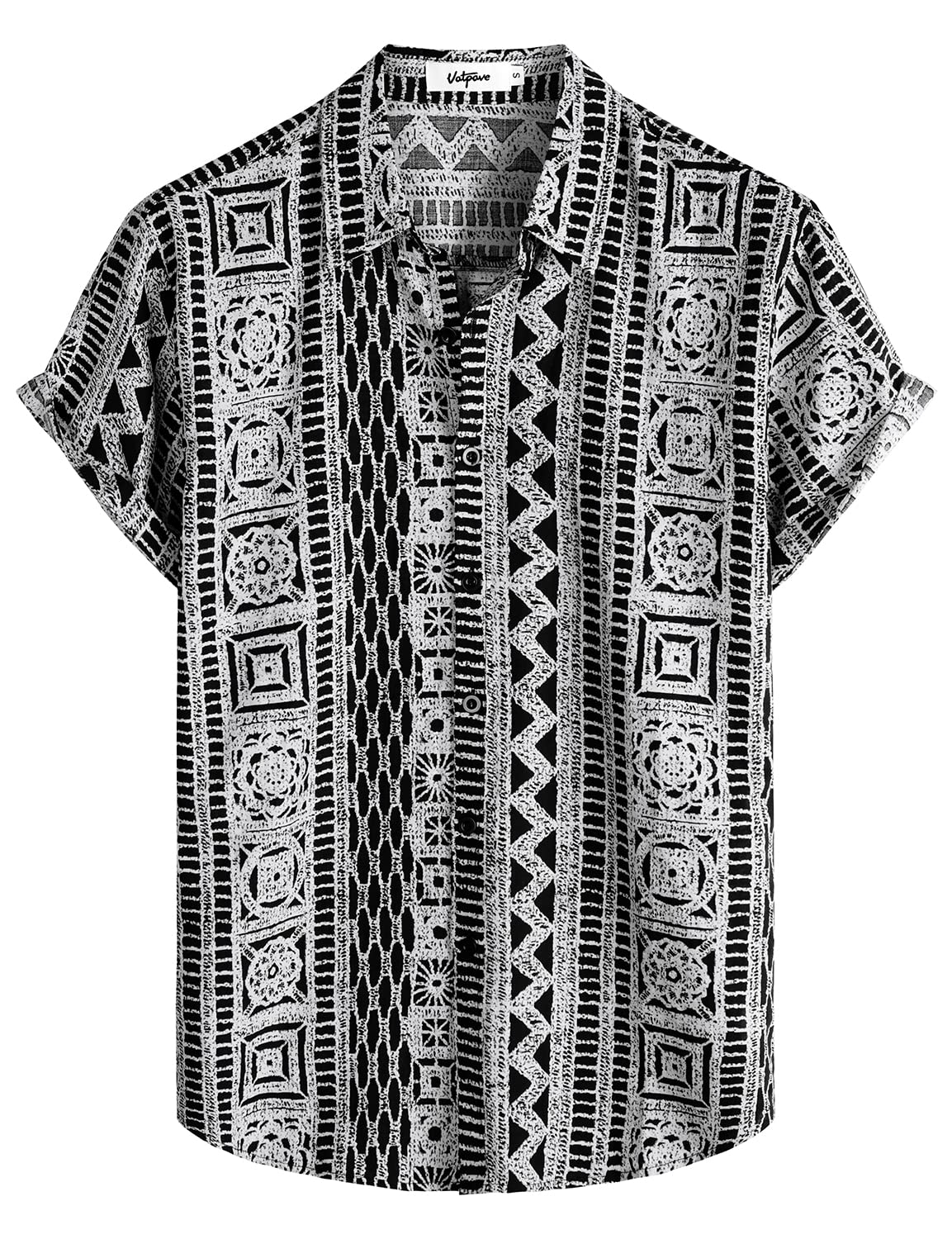 HOTVATPAVE Mens Casual Short Sleeve Button Down Shirts Regular Fit Hawaiian Summer Shirt