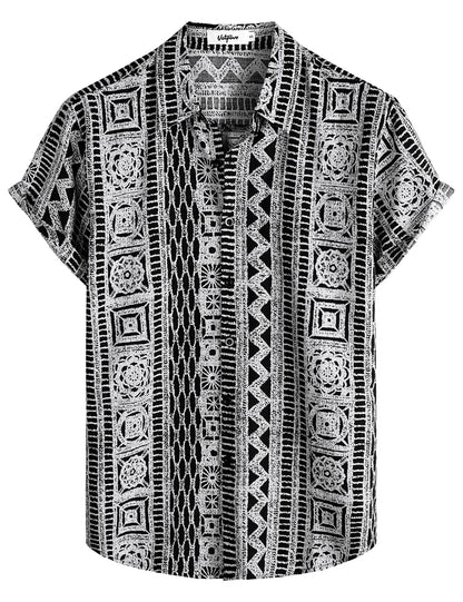 HOTVATPAVE Mens Casual Short Sleeve Button Down Shirts Regular Fit Hawaiian Summer Shirt