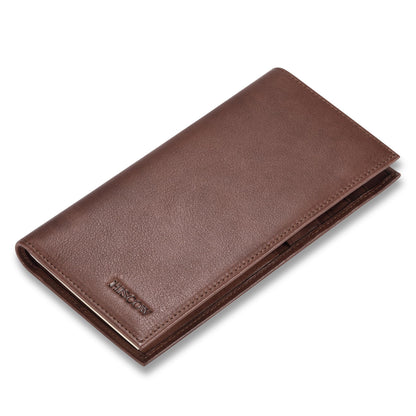 HOTHISCOW Leather Checkbook Cover with Card Slots & Pen Holder, Brown | Full grain cowhide, 5cc & ID window, personal check book & register pockets, removable duplicate divider, gifts for women men