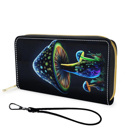 HOTWallet,Large Capacity RFID Blocking Leather Wallet, Durable Smooth Zipper Clutch,Unisex Travel Wallet for Cards,Cash,and Coins - Black Cat and Flowers