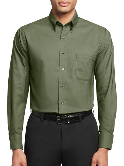HOTVan Heusen Men's Regular Fit Oxford Solid Buttondown Collar Dress Shirt