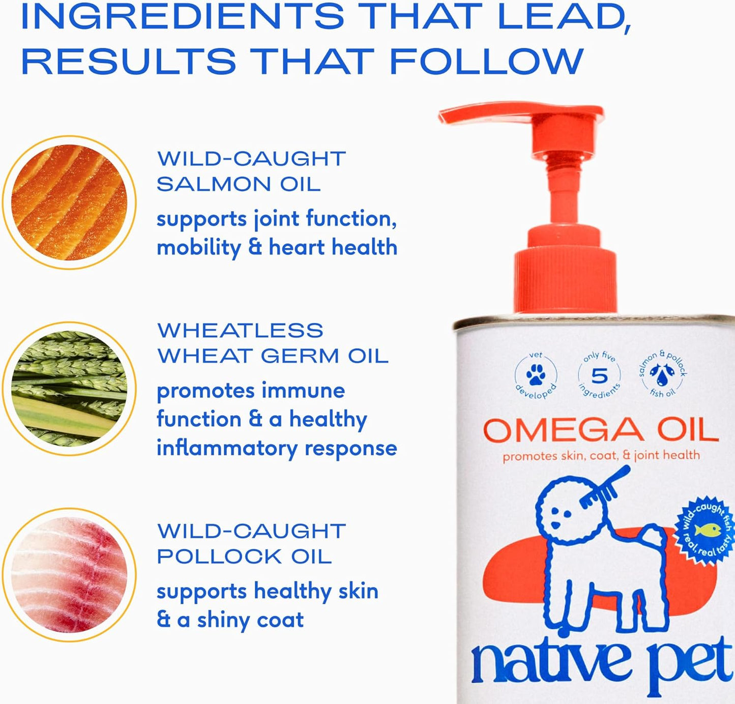 HOTNative Pet Omega 3 Fish Oil for Dogs & Cats – Wild Alaskan Salmon Oil for Dogs Skin and Coat, Supports Joints, Heart & Shedding – Fast-Absorbing Omega 3 6 9 Liquid Supplement – 8oz