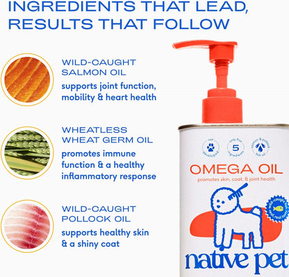 HOTNative Pet Omega 3 Fish Oil for Dogs & Cats – Wild Alaskan Salmon Oil for Dogs Skin and Coat, Supports Joints, Heart & Shedding – Fast-Absorbing Omega 3 6 9 Liquid Supplement – 16oz