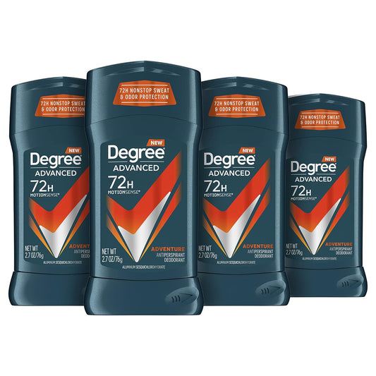 HOTDegree Men Antiperspirant Deodorant Adventure Antiperspirant For Men With MotionSense Technology 2.7 oz, Pack of 4