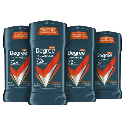 HOTDegree Men Antiperspirant Deodorant Adventure Antiperspirant For Men With MotionSense Technology 2.7 oz, Pack of 4