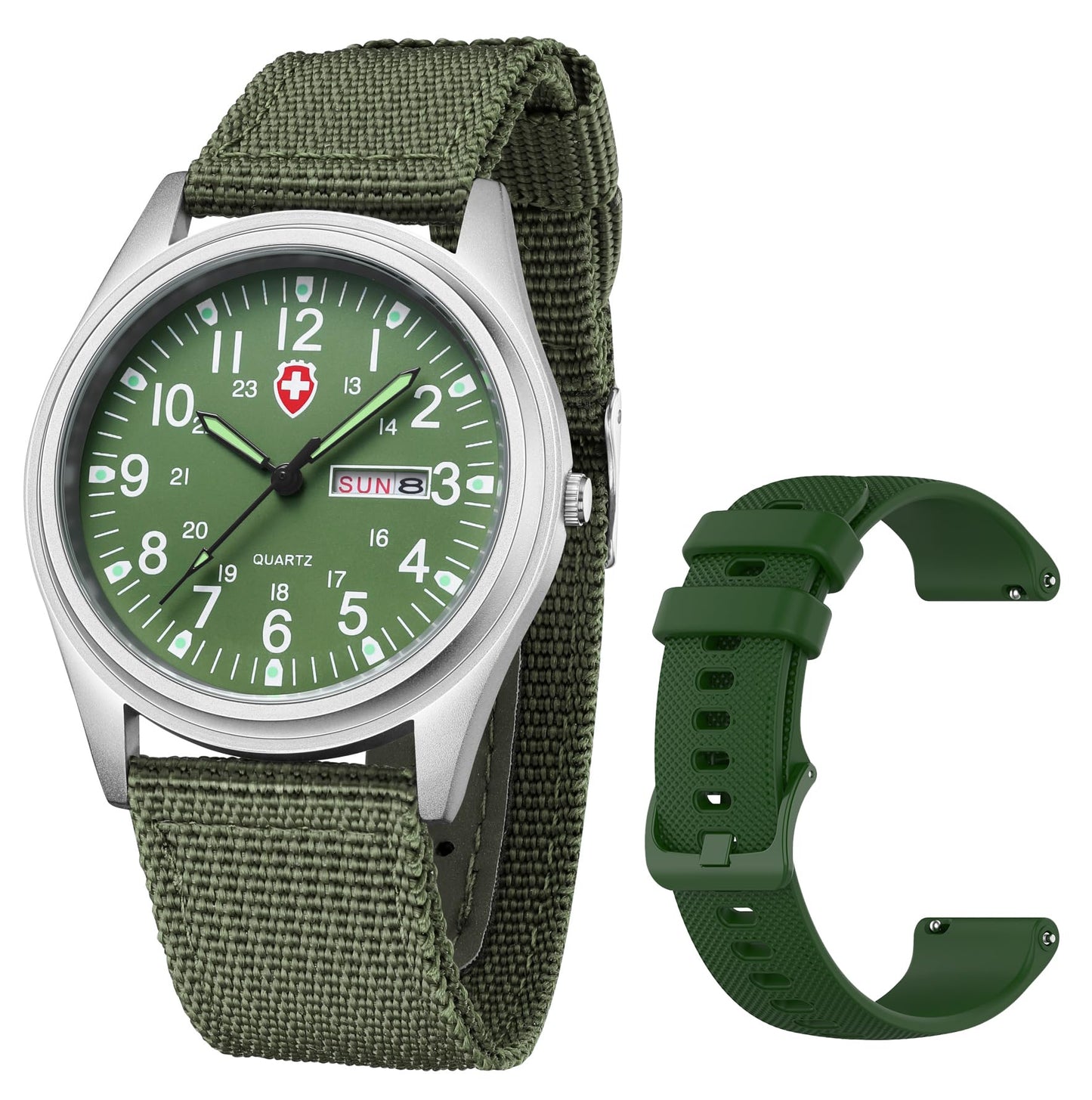 HOTGosasa Unisex Military Analog Field Watch with Nylon Strap, Luminous Easy Read Dial, Sport Tactical Casual Quartz Wristwatch, Daily Water Resistant