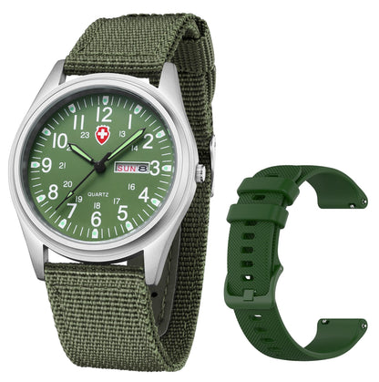 HOTGosasa Unisex Military Analog Field Watch with Nylon Strap, Luminous Easy Read Dial, Sport Tactical Casual Quartz Wristwatch, Daily Water Resistant