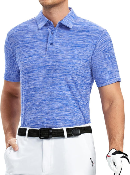 HOTAlex Vando Mens Golf Shirt Moisture Wicking Quick-Dry Short Sleeve Polo | UPF40,Soft & stretch,Sweat resistant,Multi-scene sports & office apparel