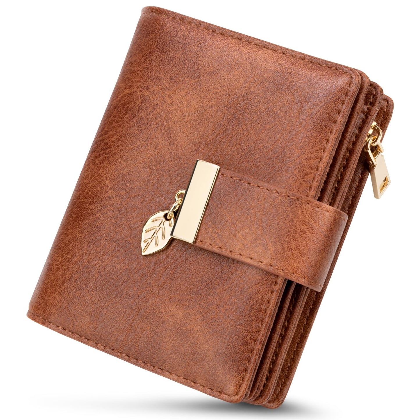 HOTHUANLANG Small Wallets for Women Rfid Blocking Leather Bifold Credit Card Holder Ladies Wallet Zipper Pocket with ID Window
