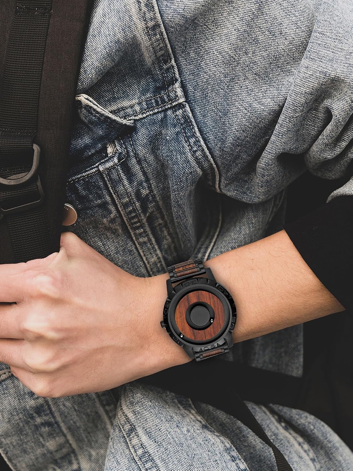 HOTEUTOUR Watches Men's Watch Magnet Watch No Glass Ball Bearing Quartz 40mm Wristwatch for Men with 20mm Bracelet and 3ATM/5ATM Waterproof, Unique Wathes for Men