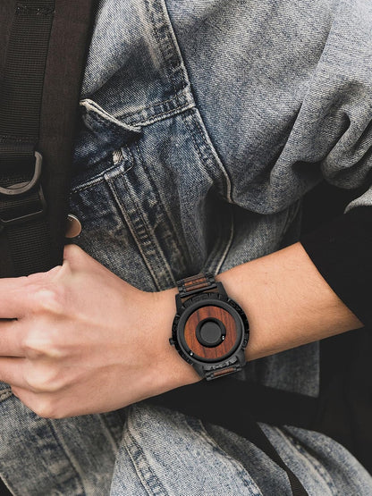 HOTEUTOUR Watches Men's Watch Magnet Watch No Glass Ball Bearing Quartz 40mm Wristwatch for Men with 20mm Bracelet and 3ATM/5ATM Waterproof, Unique Wathes for Men