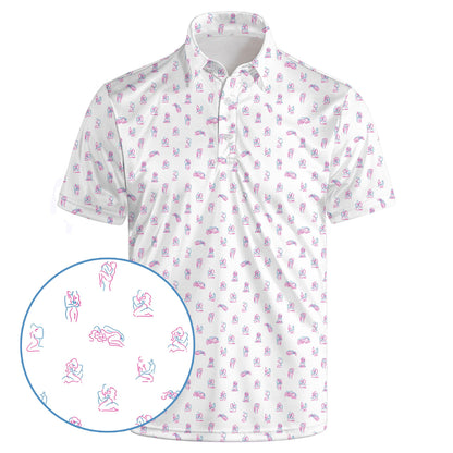 HOTGolf Polo Shirts for Men Funny Print Quick Dry Short Sleeve Performance Golf Shirts Moisture Wicking Polo Shirts