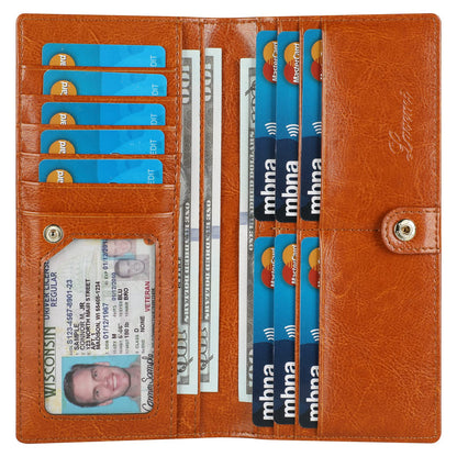 HOTLavemi Ultra Slim Thin Leather Women Wallet RFID Blocking Credit Card Holder Bifold Long Ladies Billfold
